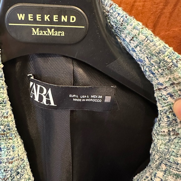 Zara Blue Tweed Blazer - Picture 3 of 4